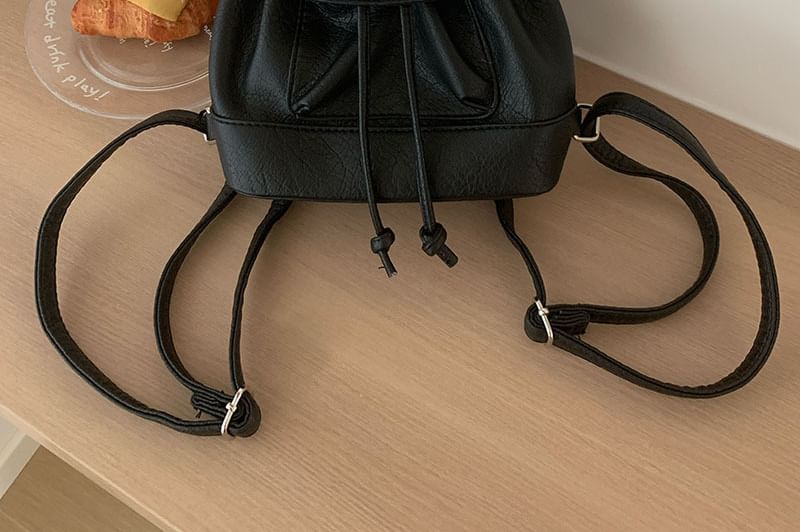 Flap Leather Backpack Faux
