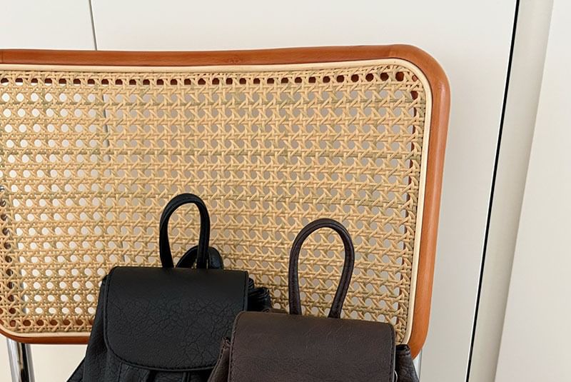 Flap Leather Backpack Faux