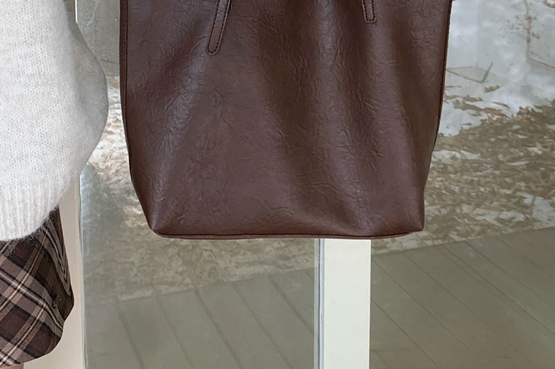 Pouch Bag With Leather Faux Tote