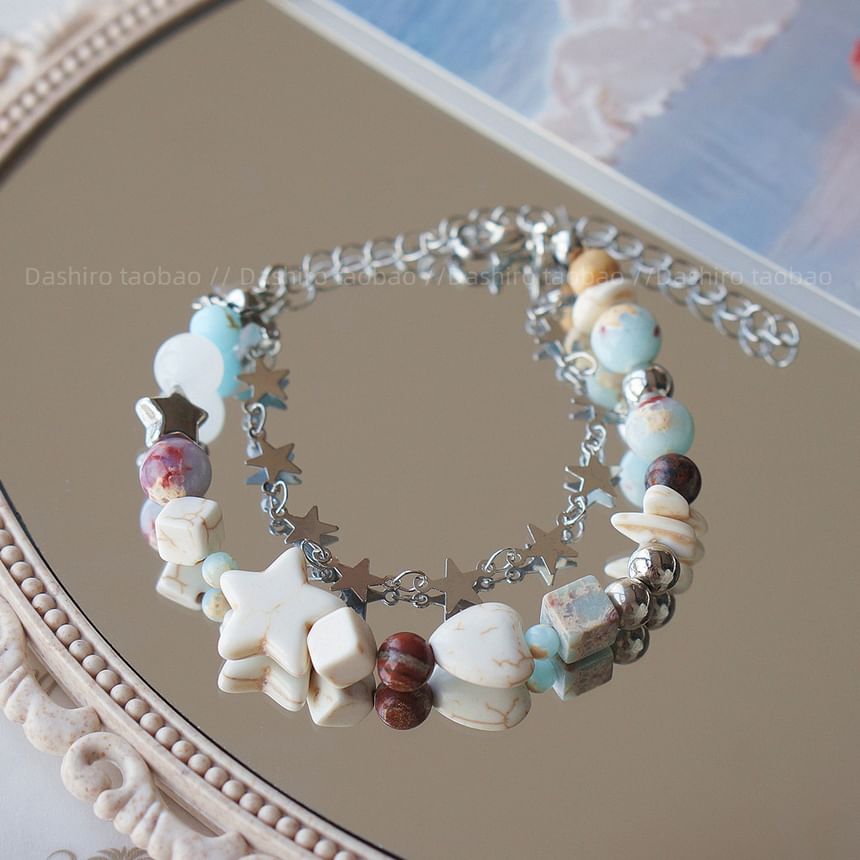 Layered Bracelet Bead Gemstone Star Alloy Faux Resin