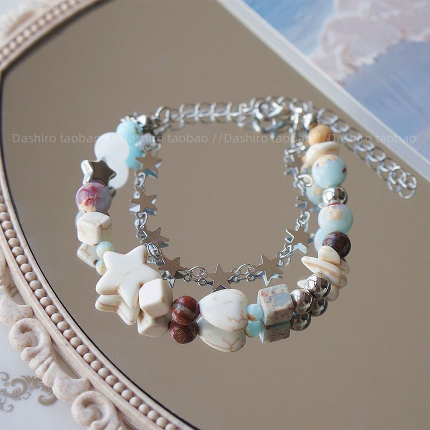 Layered Bracelet Bead Gemstone Star Alloy Faux Resin