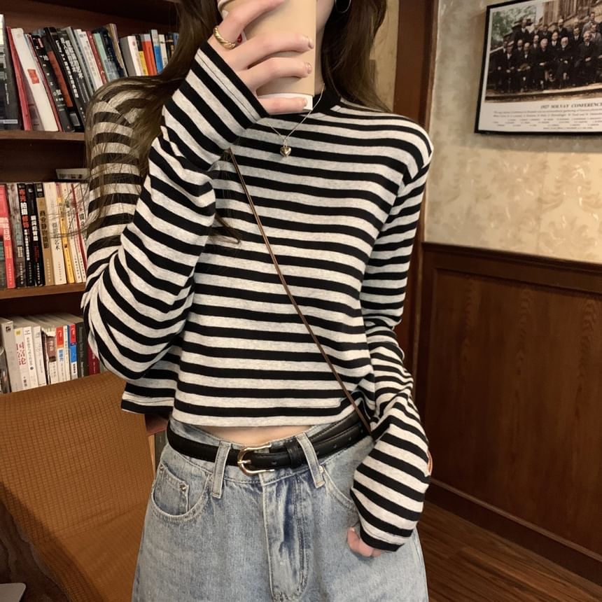 Long-Sleeve Crewneck Striped Tee