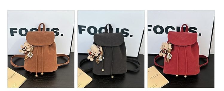 Faux Suede Flap Backpack