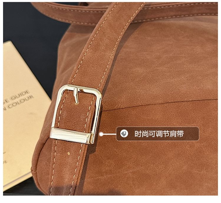 Faux Suede Flap Backpack