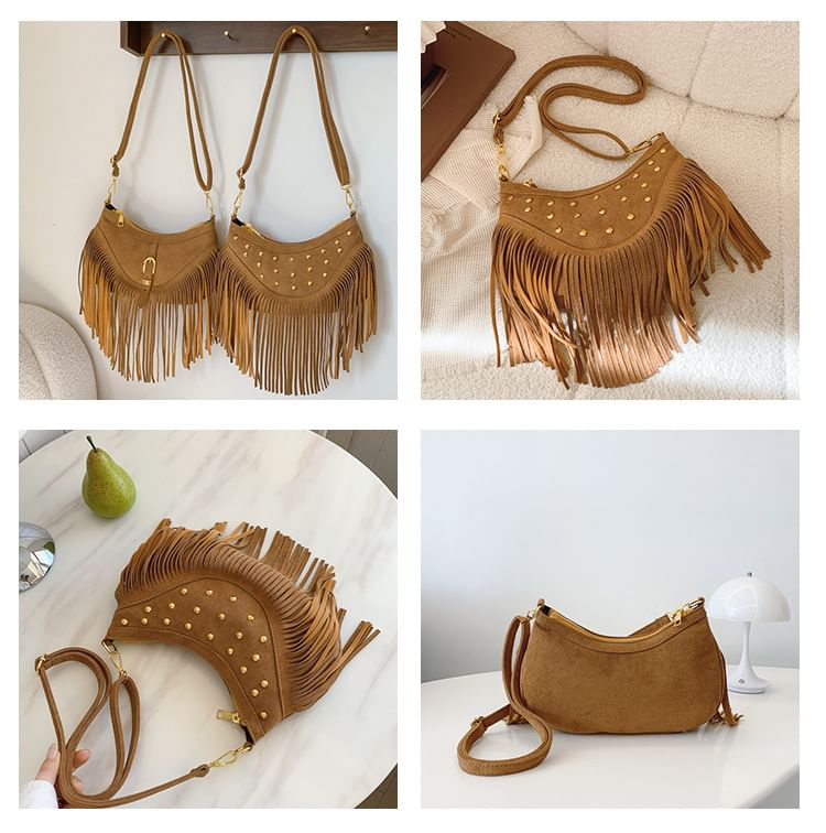 Crossbody Bag Tassel Studded