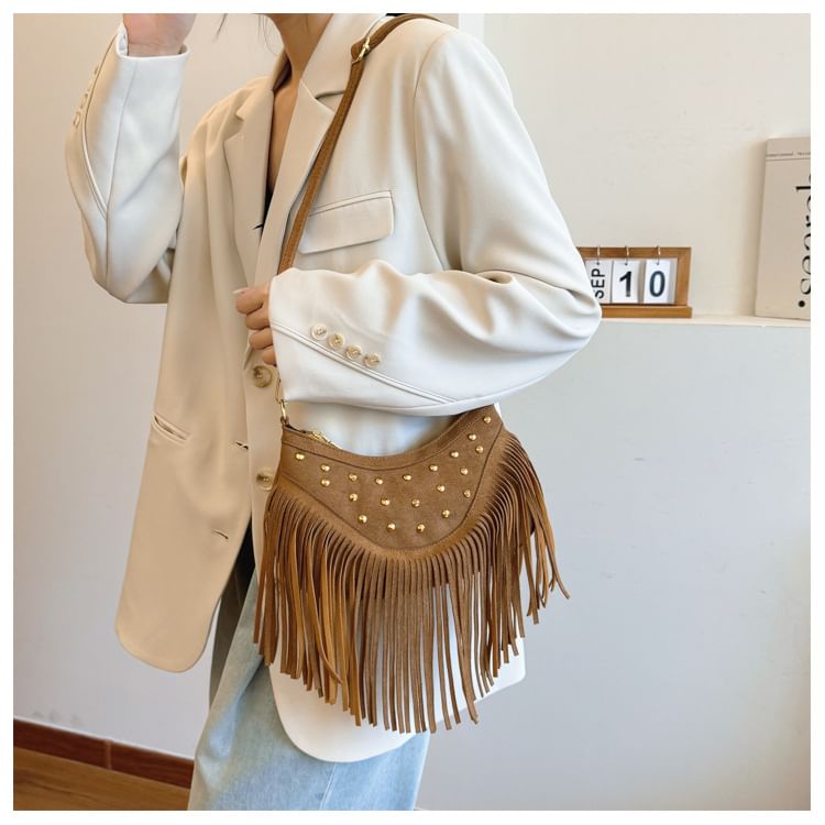 Crossbody Bag Tassel Studded