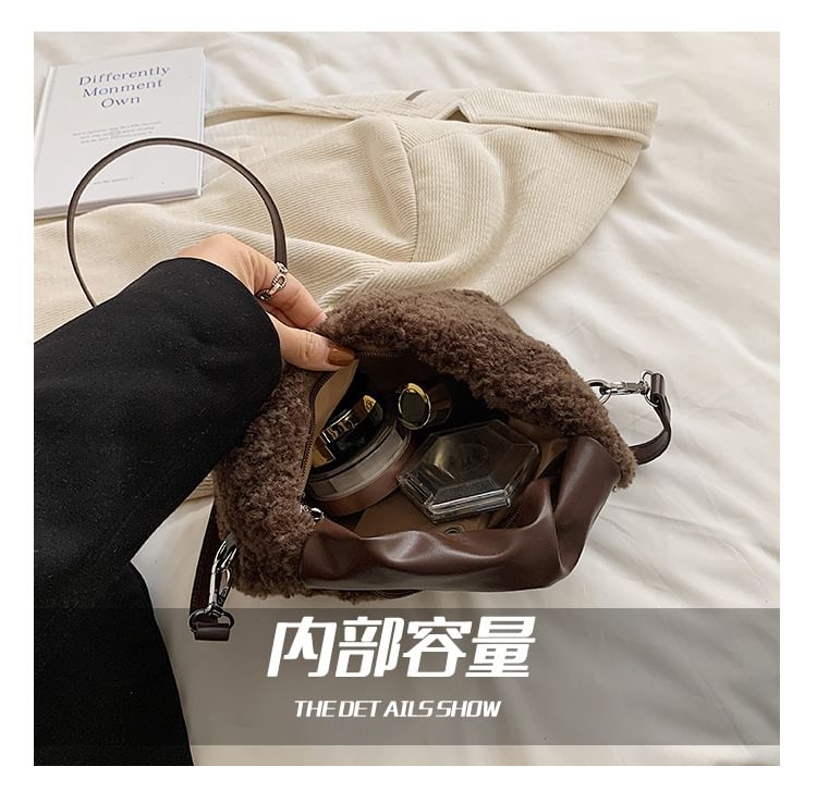 Faux Bag Shearling Applique Crossbody