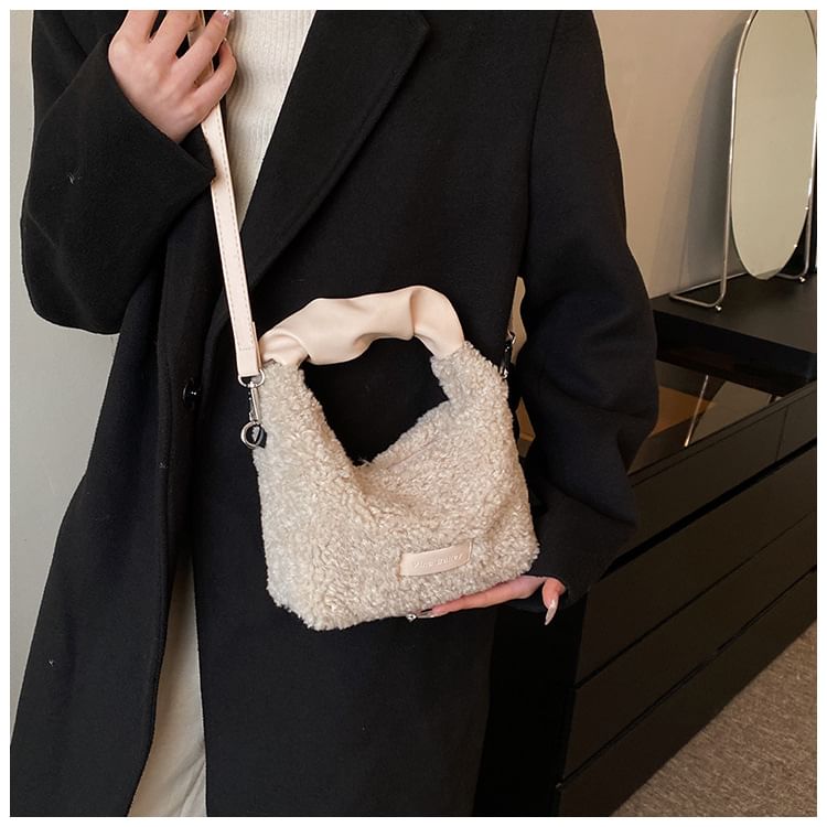 Faux Bag Shearling Applique Crossbody