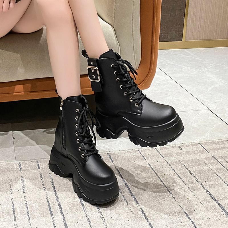 Lace-Up Short Platform Boots