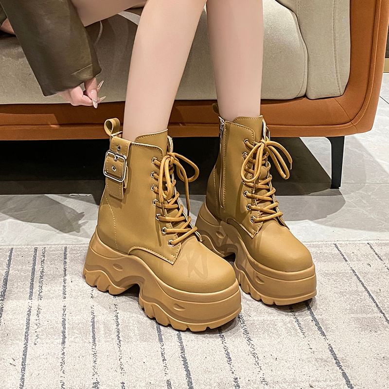 Lace-Up Short Platform Boots