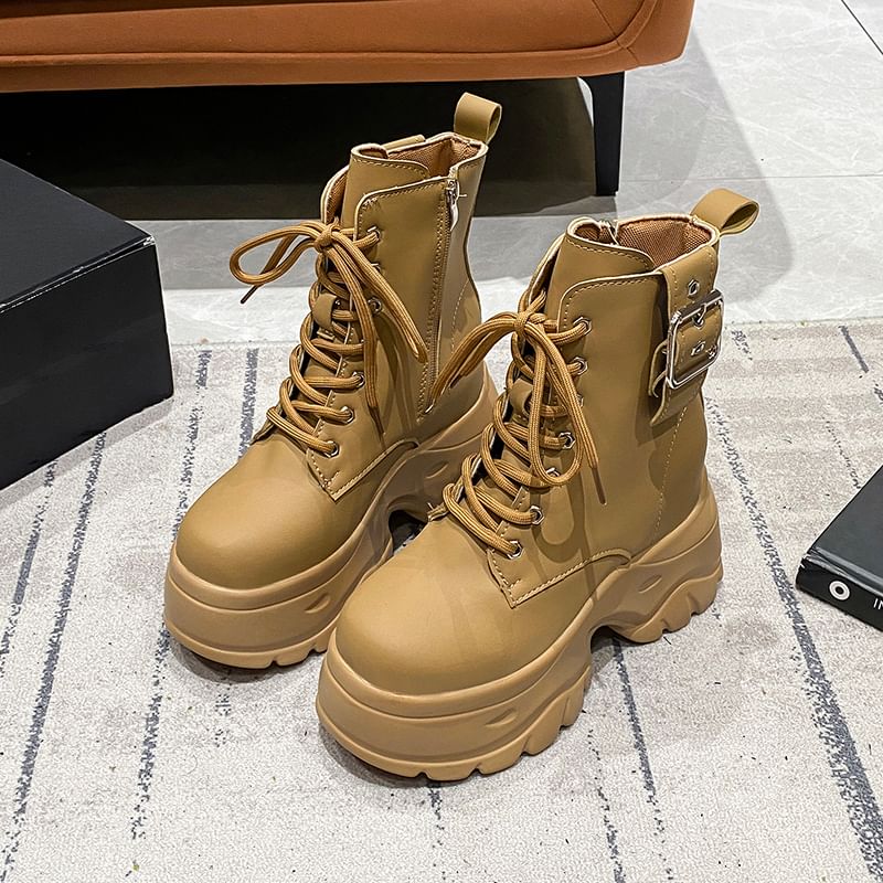 Lace-Up Short Platform Boots