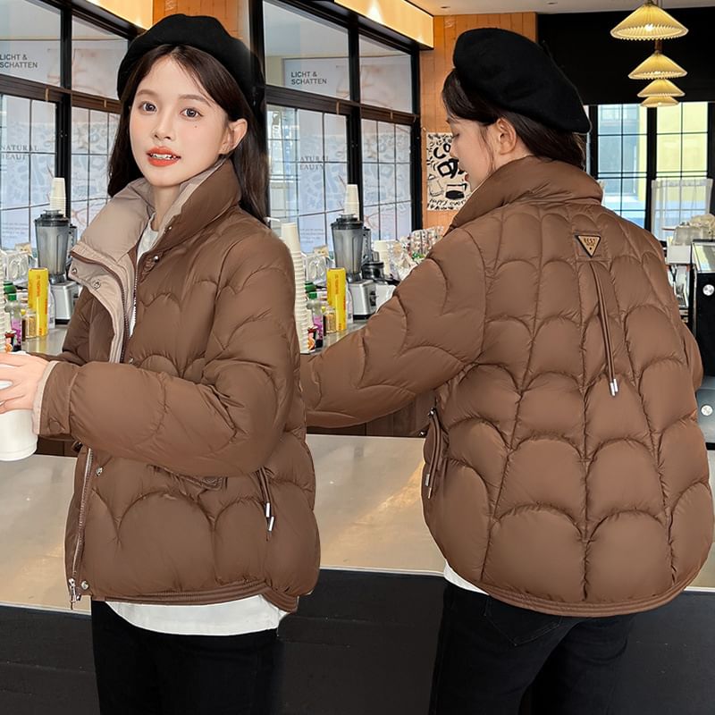 Mock Neck Zip-Up Puffer Jacket