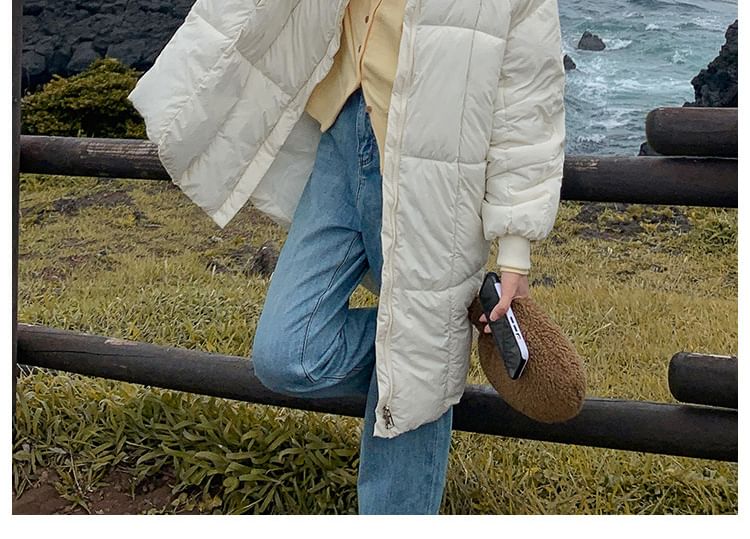 Plain Zip-Up Puffer Coat