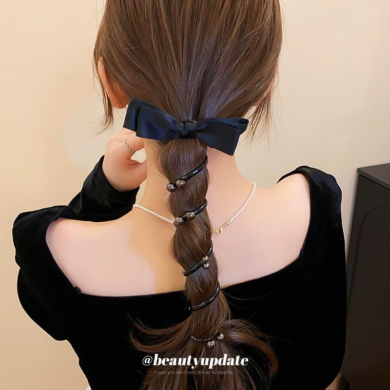 Hair Bow Tie Pearl Faux