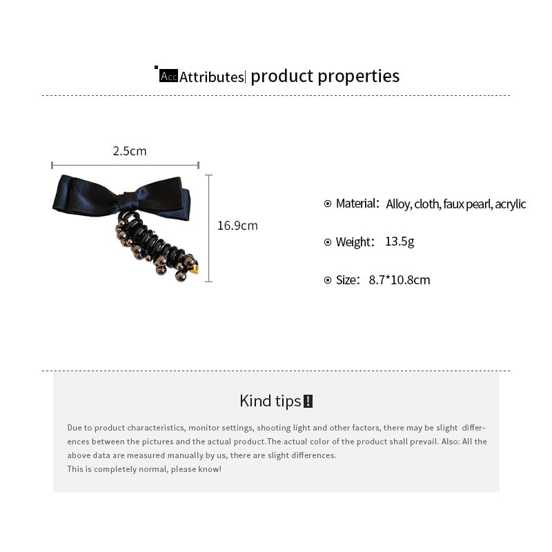 Hair Bow Tie Pearl Faux