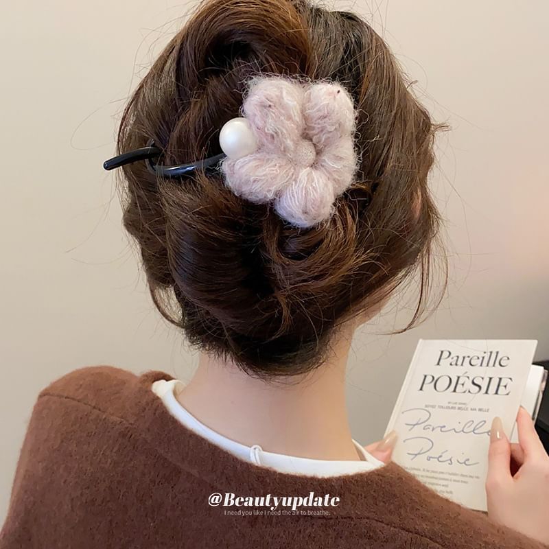 Faux Flower Clip Pearl Hair
