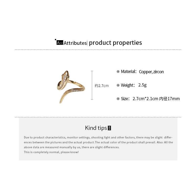 Rhinestone Open Ring Snake