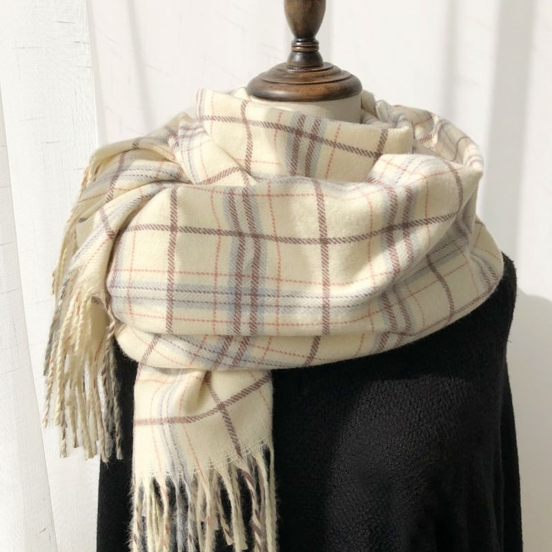 Fringe Plaid Scarf