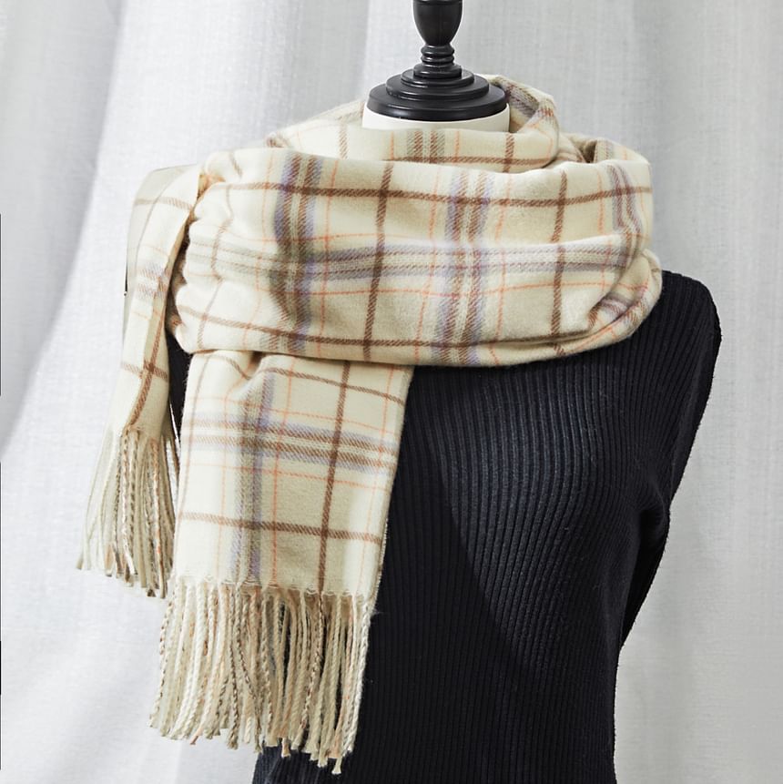 Fringe Plaid Scarf