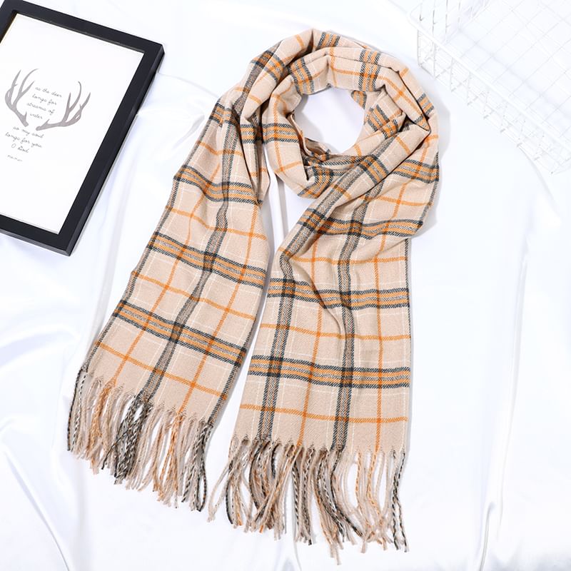Fringe Plaid Scarf