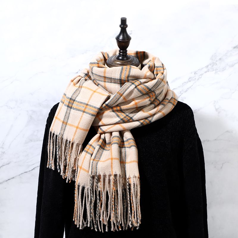 Fringe Plaid Scarf