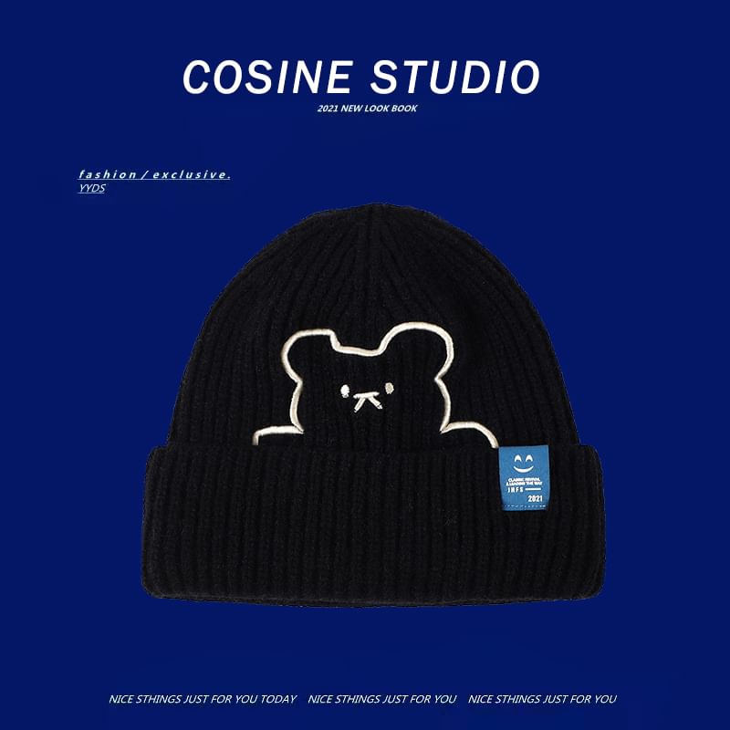 / Beanie Plain Embroidered Bear