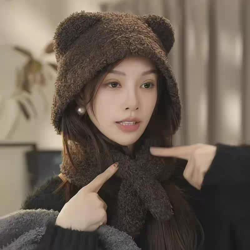 Plain Bear Scarf Ear Hooded