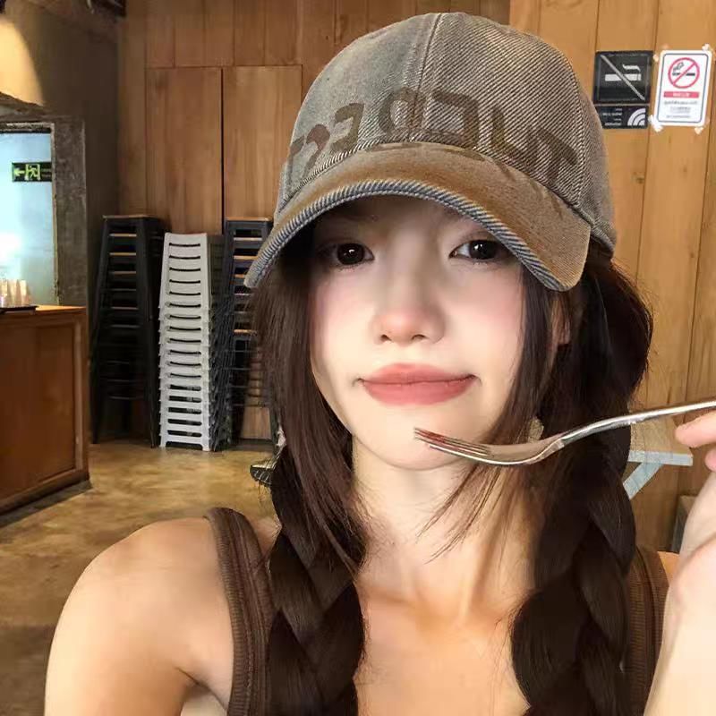 Lettering Baseball Cap Print / Washed Plain