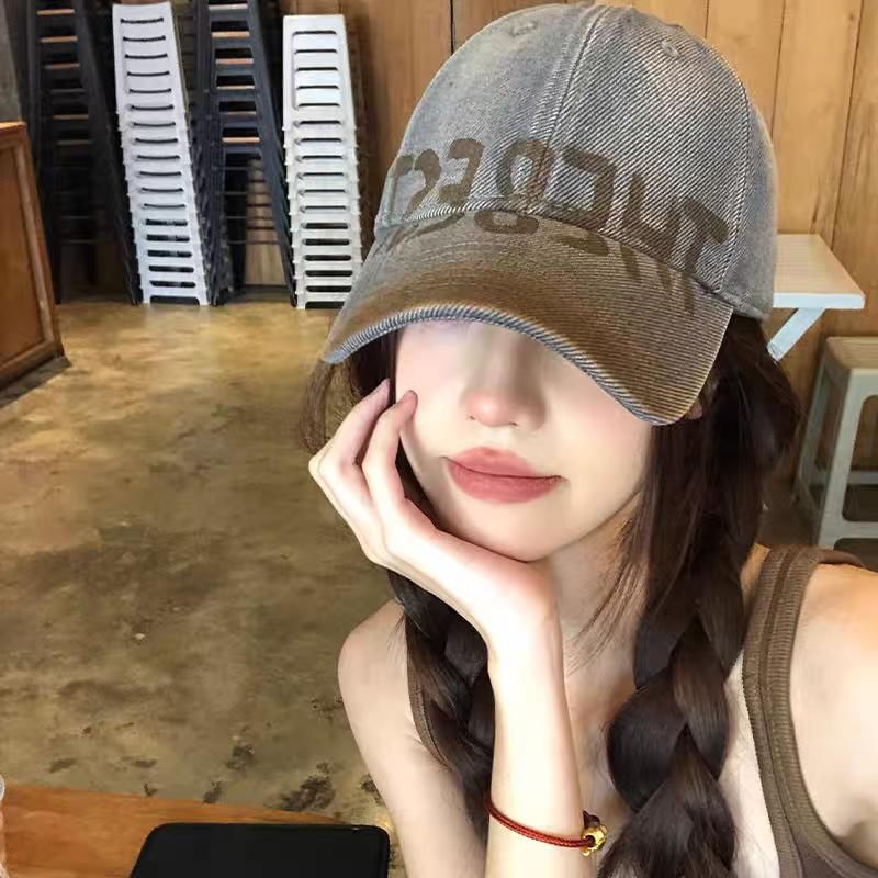 Lettering Baseball Cap Print / Washed Plain