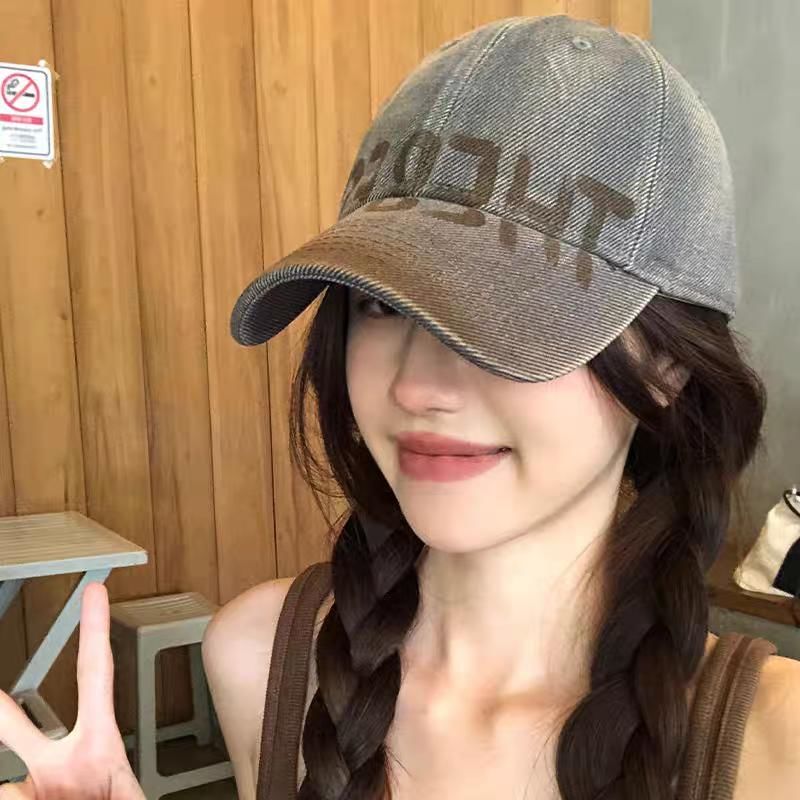 Lettering Baseball Cap Print / Washed Plain