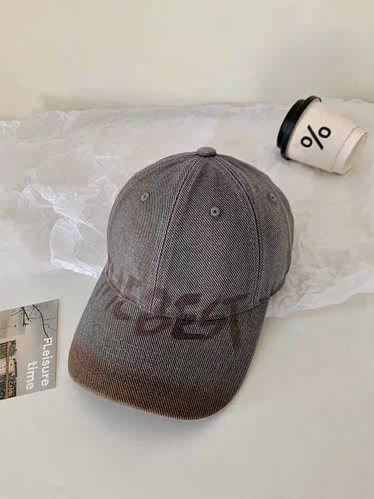 Lettering Baseball Cap Print / Washed Plain