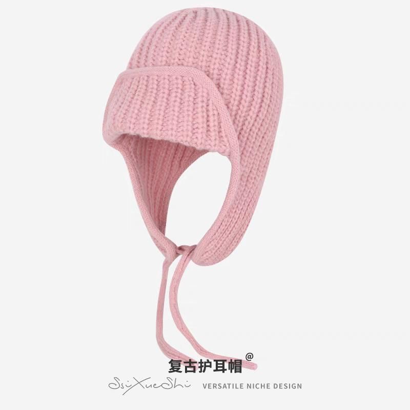 Plain Balaclava Bear Hat / Knit Fluffy