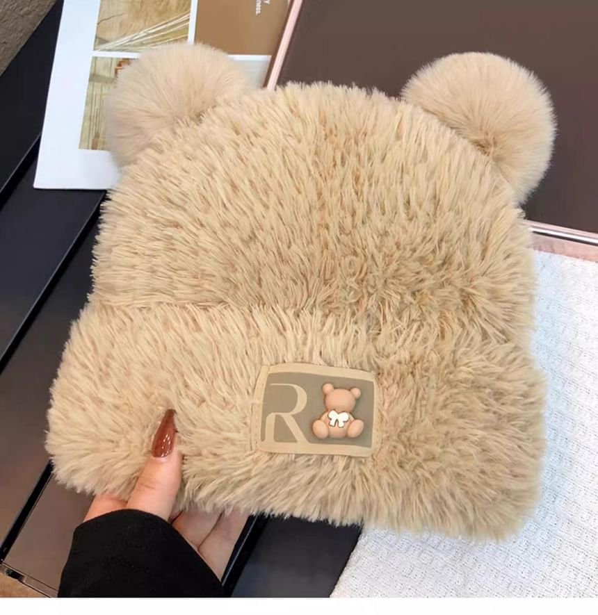 Plain Balaclava Bear Hat / Knit Fluffy