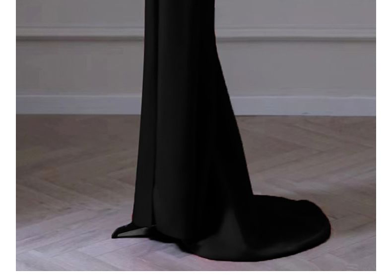 Mermaid Evening Cold-Shoulder Gown Plain