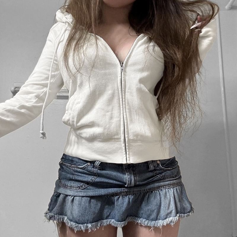 Numbering Up Zip Hoodie Drawstring