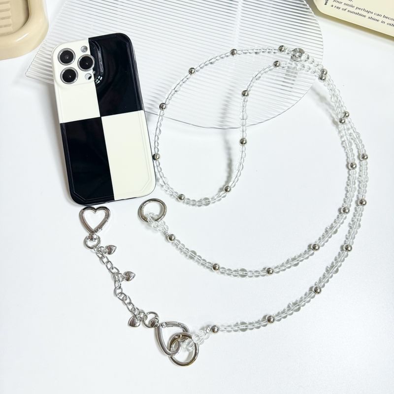 Buckled Lanyard Faux Phone Heart Alloy Crystal