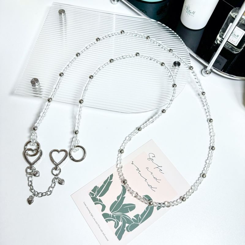 Buckled Lanyard Faux Phone Heart Alloy Crystal