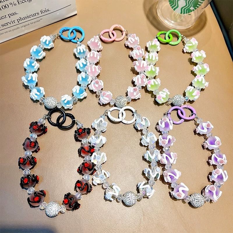 Bead Strap Rose Phone