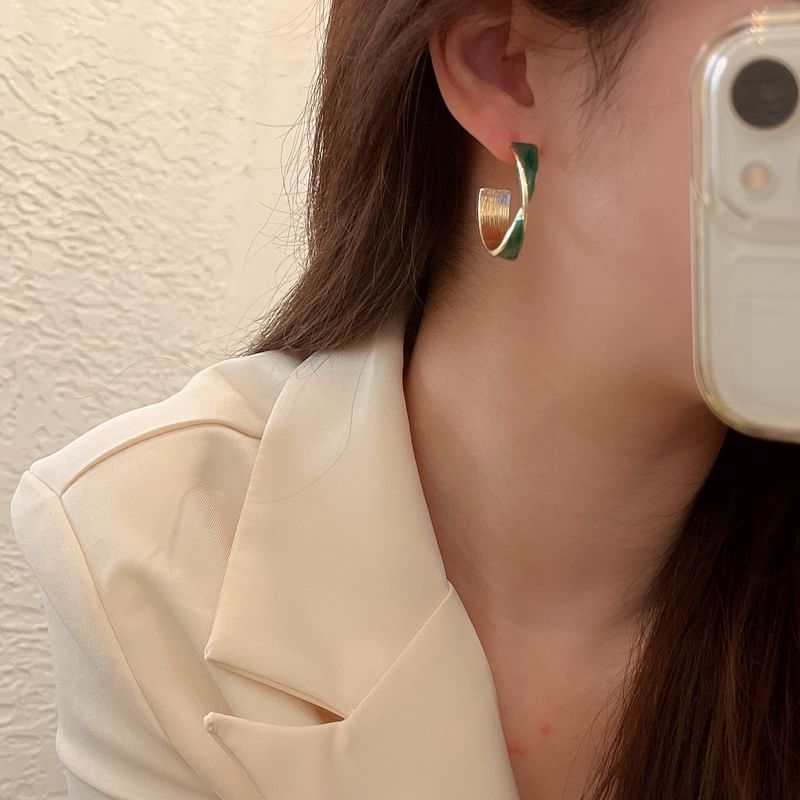 Hoop Open Alloy Twisted Galaxy Earring