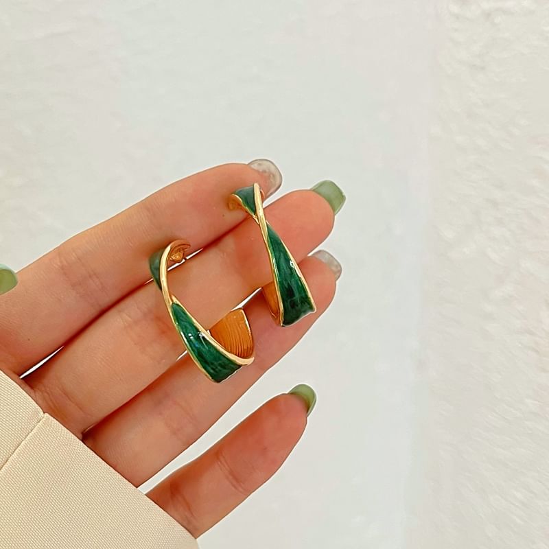 Hoop Open Alloy Twisted Galaxy Earring