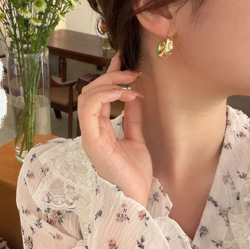 Open Glaze Hoop Earring Alloy Irregular