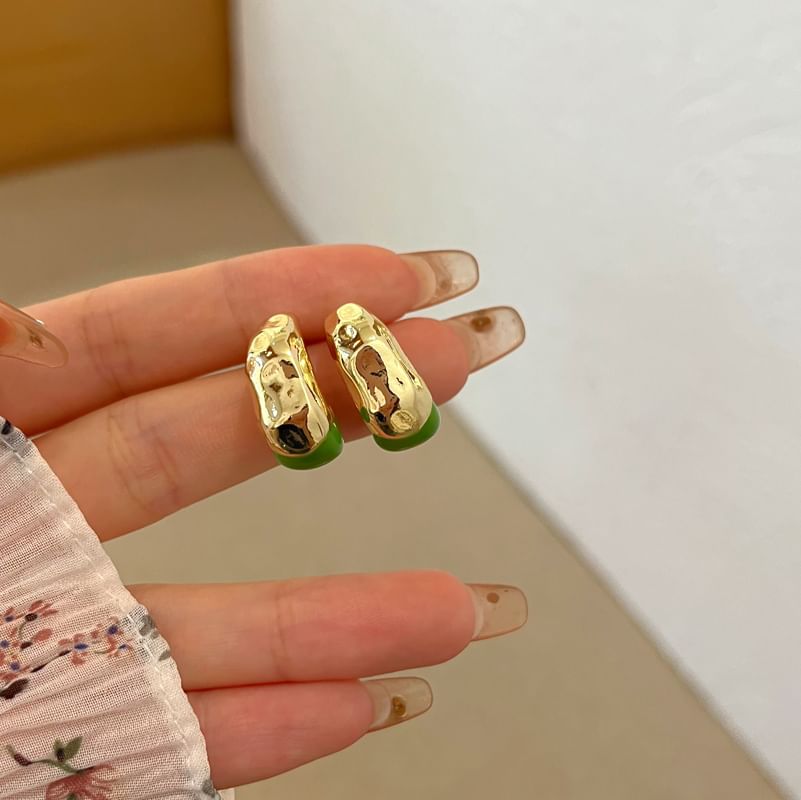 Open Glaze Hoop Earring Alloy Irregular