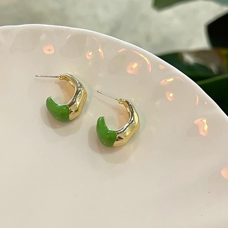 Open Glaze Hoop Earring Alloy Irregular