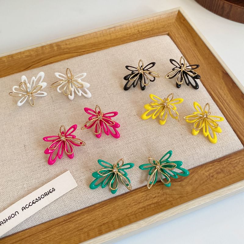 Floral Earring Stud Glaze Alloy