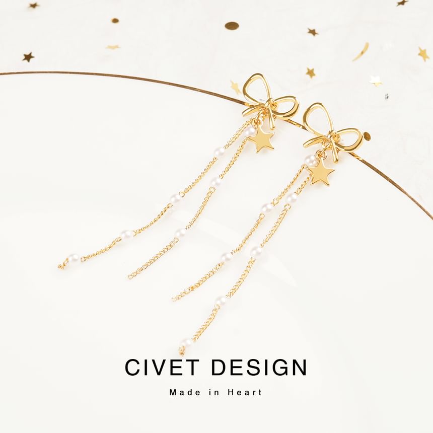Drop Earring Star Threader Bow /
