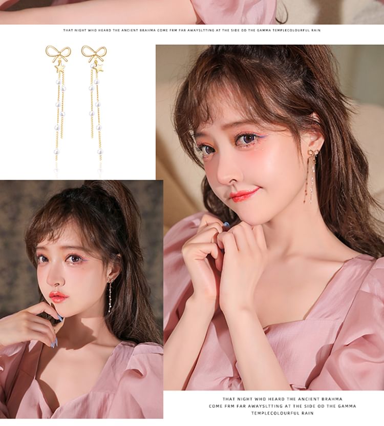 Drop Earring Star Threader Bow /