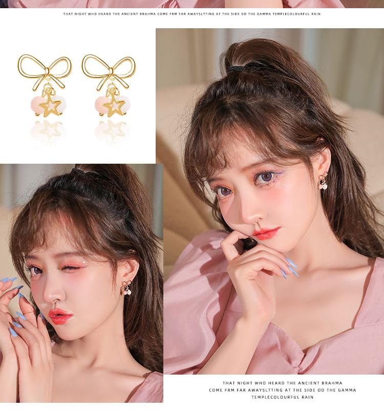 Drop Earring Star Threader Bow /