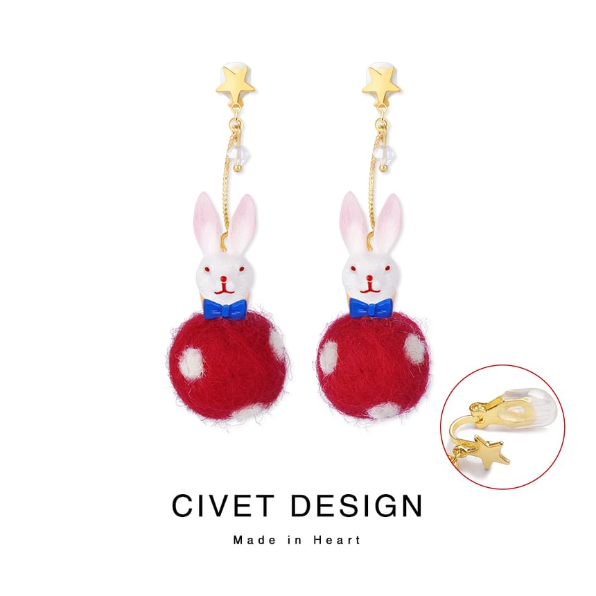 Rabbit Felt Dangle Earring