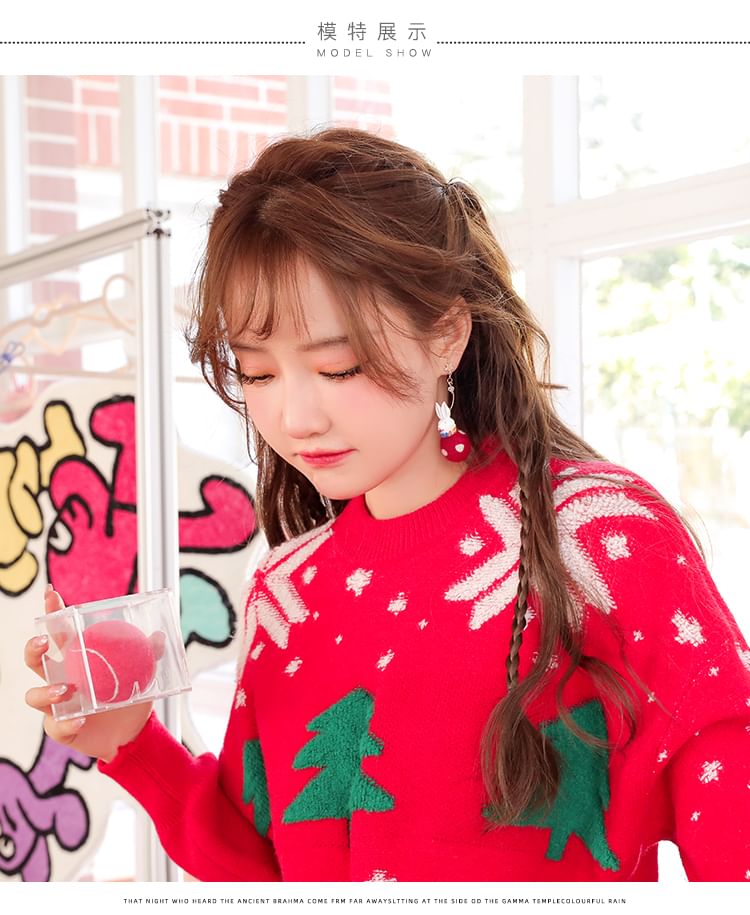 Rabbit Felt Dangle Earring