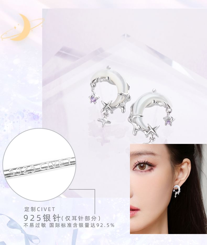 / Moon Rhinestone Cuff Star Earring Ear Drop Alloy